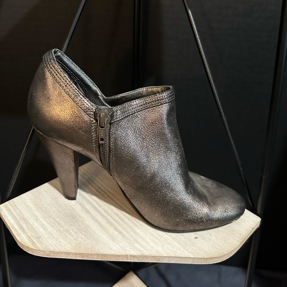 Copper colored leather booties